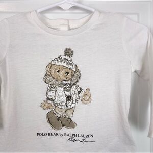 Ralph Lauren Polo Bear Cute Winter‎ Christmas Long Sleeve Shirt Baby Girls 6M
